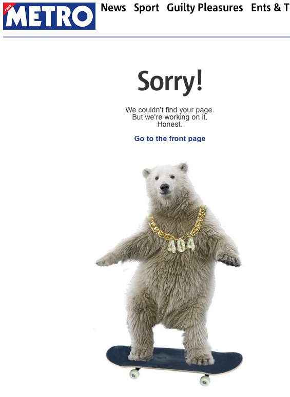 Metro's 404 Error Page