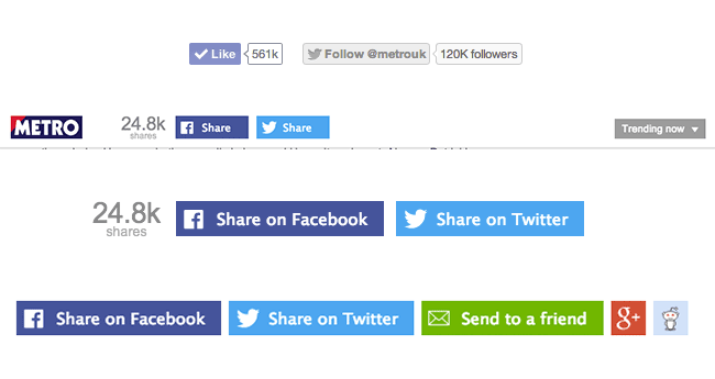 Share and follow functionality on Metro.co.uk after the Made to Share focus.